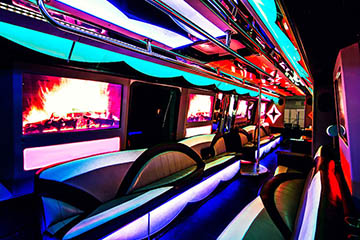 Party bus flat-screen TVs
