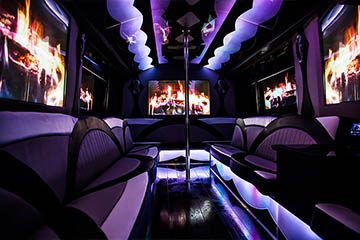 Party bus flat-screen TVs